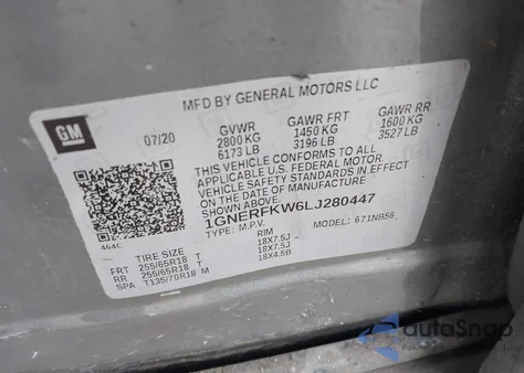 2020 Chevrolet Traverse Fwd Ls from USA, damaged, VIN 1GNERFKW6LJ280447